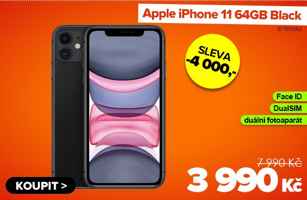 Apple iPhone 11&nbsp;64GB Black za 3&nbsp;990&nbsp;Kč - Mobilní telefon | GIGACOMPUTER.CZ