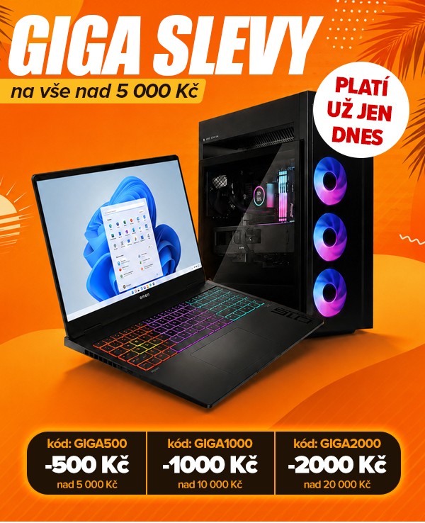 Sleva 500&nbsp;Kč, 1&nbsp;000&nbsp;Kč nebo 2&nbsp;000&nbsp;Kč na notebooky, počítače, telefony, LCD monitory a&nbsp;další GIGOVKY. | GIGACOMPUTER.CZ
