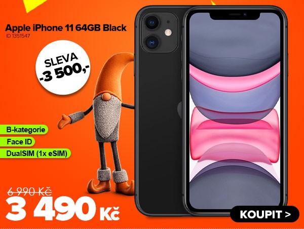 Apple iPhone 11&nbsp;64GB Black za 3&nbsp;490&nbsp;Kč - Mobilní telefon | GIGACOMPUTER.CZ