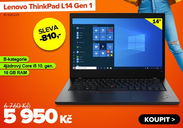 Lenovo ThinkPad L14&nbsp;Gen 1&nbsp;za 5&nbsp;950&nbsp;Kč - Notebook | GIGACOMPUTER.CZ