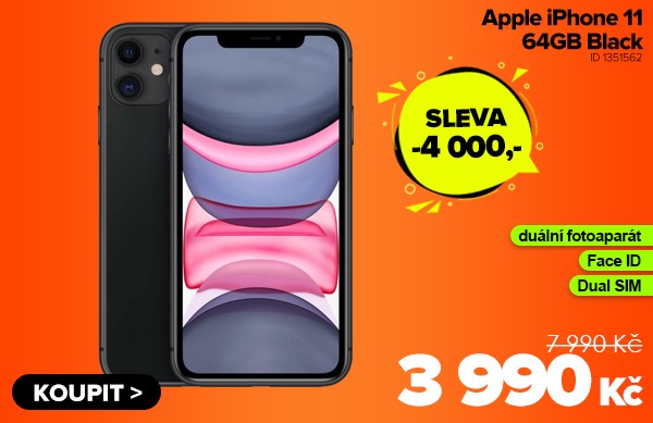 Apple iPhone 11&nbsp;64GB Black za 3&nbsp;990&nbsp;Kč - Mobilní telefon | GIGACOMPUTER.CZ