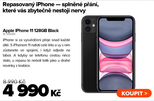 Apple iPhone 11&nbsp;128GB Black za 4&nbsp;990&nbsp;Kč - Mobilní telefon | GIGACOMPUTER.CZ