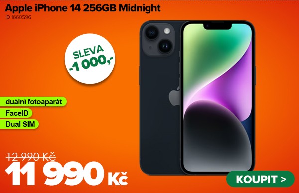 Apple iPhone 14&nbsp;256GB Midnight za 11&nbsp;990&nbsp;Kč - Mobilní telefon | GIGACOMPUTER.CZ