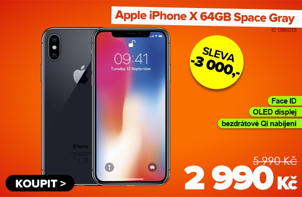 Apple iPhone X 64GB Space Gray za 2&nbsp;990&nbsp;Kč - Mobilní telefon | GIGACOMPUTER.CZ
