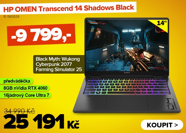 HP OMEN Transcend 14-fb0005nx Shadows Black za 25&nbsp;191&nbsp;Kč - Notebook | GIGACOMPUTER.CZ