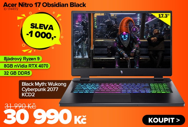 Acer Nitro 17&nbsp;Obsidian Black za 30 990&nbsp;Kč - Notebook | GIGACOMPUTER.CZ