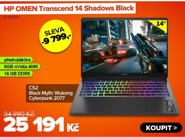 HP OMEN Transcend 14-fb0005nx Shadows Black za 25&nbsp;191&nbsp;Kč - Notebook | GIGACOMPUTER.CZ