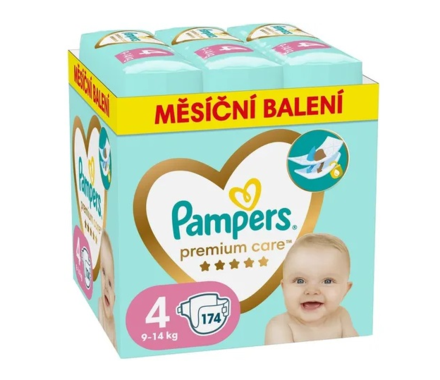 Pampers Premium Care plenky vel. 4, 9-14 kg měsíční balení 174 ks | Pilulka.cz