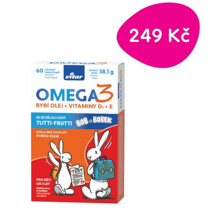 Vitar Kids Omega 3 + vitaminy D3 + E 60 kapslí | Pilulka.cz