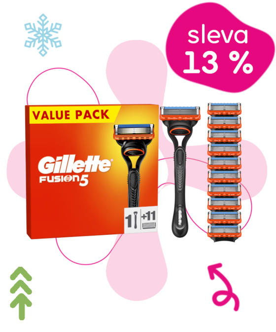 Gillette Fusion5 Pánský holicí strojek, 1 holicí strojek, 11 náhradních hlavic | Pilulka.cz