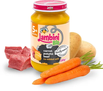 Lambini Bio Demeter příkrm mrkev, brambory a hovězí maso 190 g | Pilulka.cz