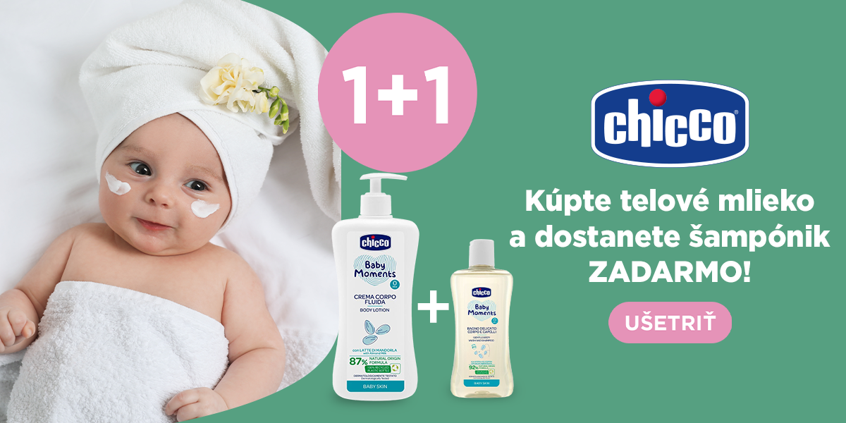 CHICCO Mlieko telové s dávkovačom Baby Moments 500 ml + Šampón Baby Moments 200 ml zdarma | feedo.sk