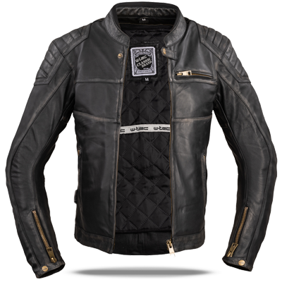 Pánská kožená moto bunda W-TEC Suit - vintage černá
