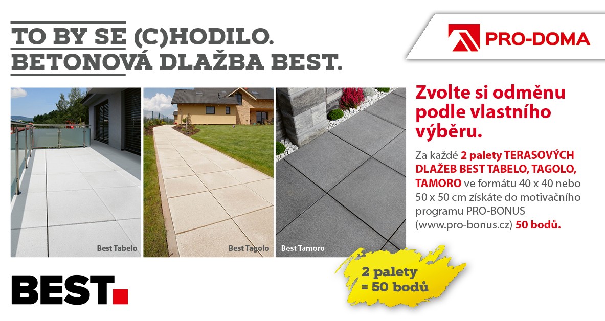 Za nákup dlažeb BEST body do programu PRO-BONUS | Stavebniny PRO-DOMA | Váš dodavatel stavebních materiálů
