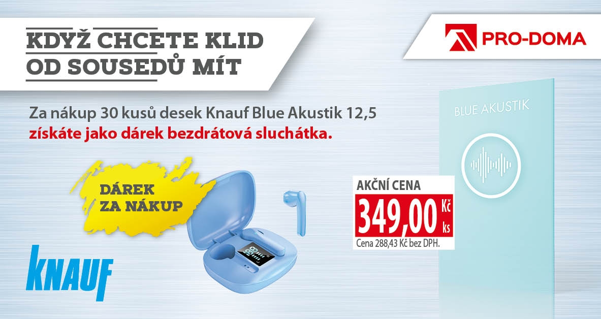 Získejte dárek za nákup akustických desek Knauf | Stavebniny PRO-DOMA | Váš dodavatel stavebních materiálů