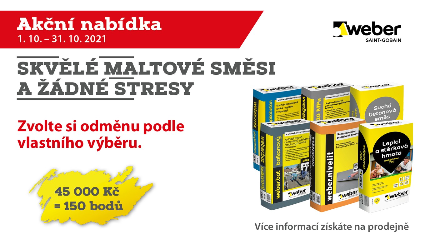 Odměny za nákup omítek Weber | Stavebniny PRO-DOMA | Váš dodavatel stavebních materiálů