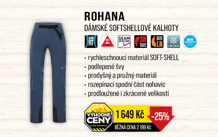 DÁMSKÉ SOFTSHELLOVÉ KALHOTY ROHANA | ALPINE PRO