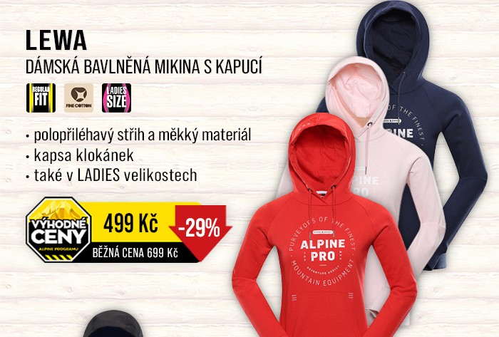 DÁMSKÁ BAVLNĚNÁ MIKINA LEWA | ALPINE PRO